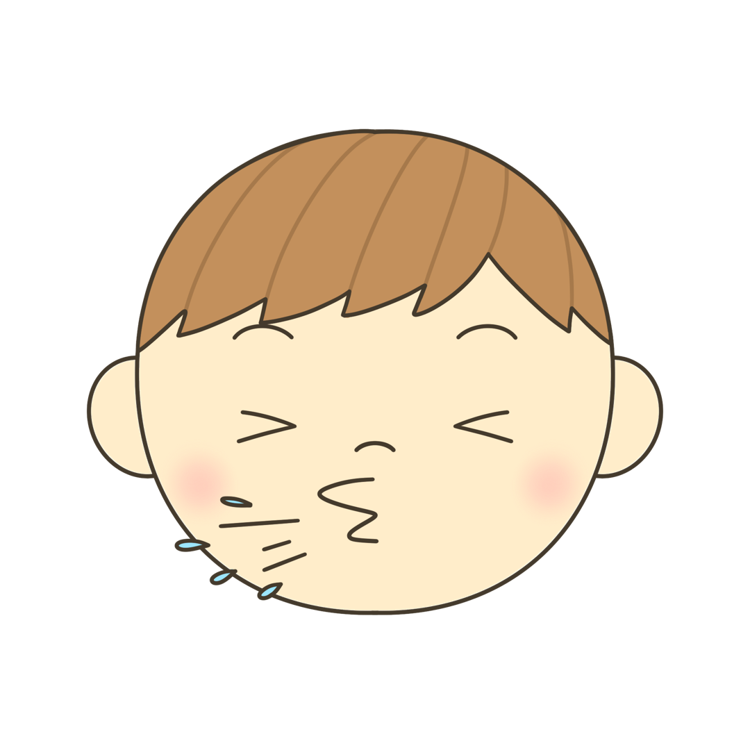 くしゃみをする（ななめわけ）のイラスト｜発音練習や感情表現に使える素材