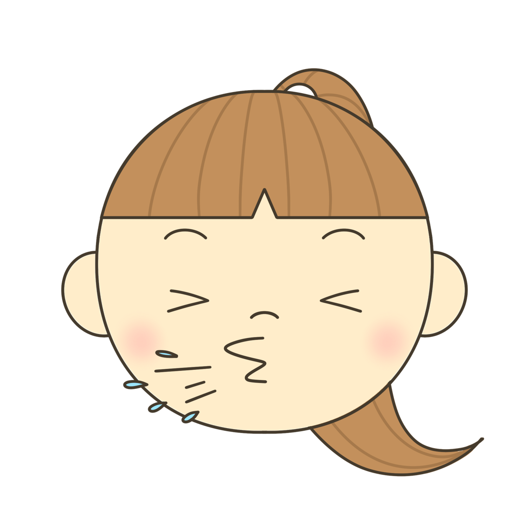 くしゃみをする（ポニーテール）のイラスト｜発音練習や感情表現に使える素材