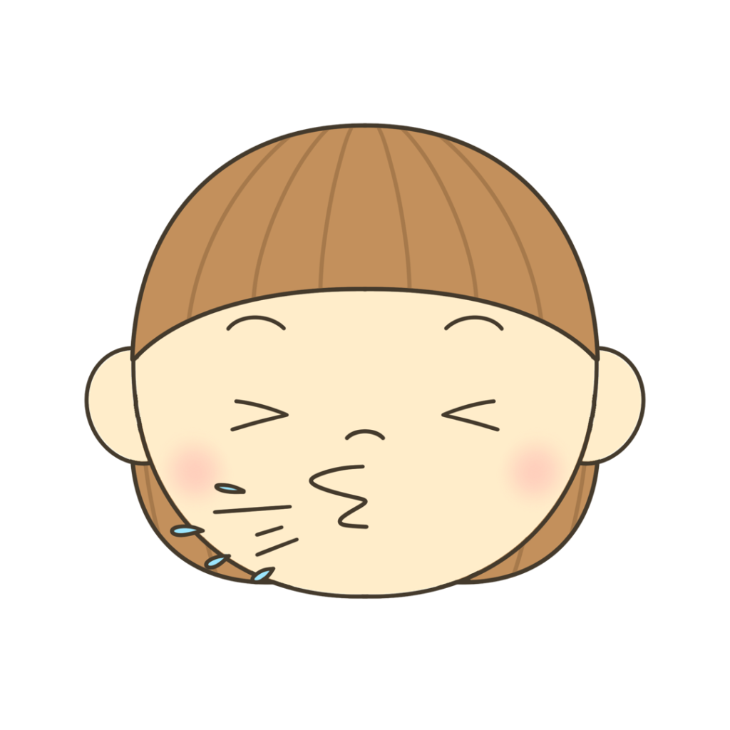 くしゃみをする（ショートカット）のイラスト｜発音練習や感情表現に使える素材