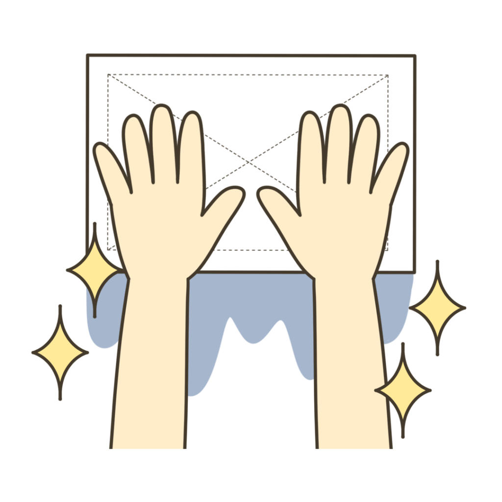 両手で雑巾で拭くイラスト｜日常生活や支援教材に使える素材