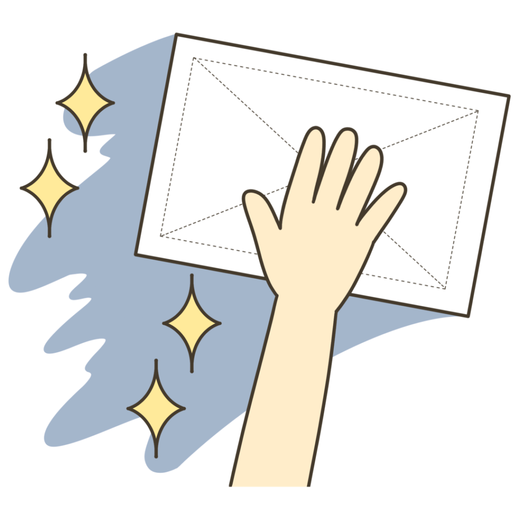 片手で雑巾で拭くイラスト｜日常生活や支援教材に使える素材