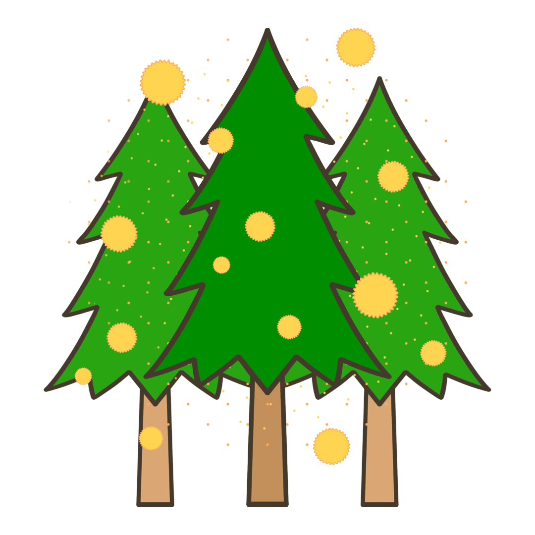 花粉を飛ばすスギの林のイラスト｜自然や学習教材・掲示物に使える素材