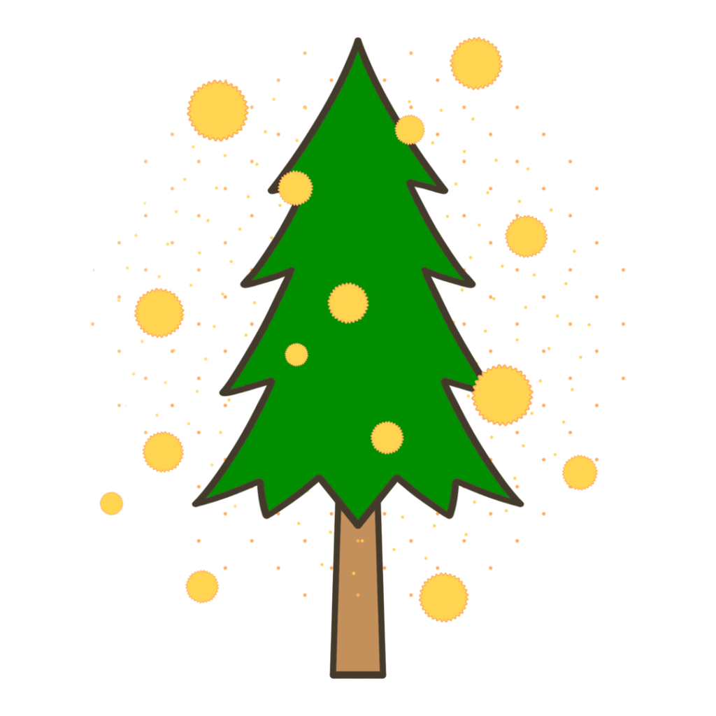 花粉を飛ばすスギの木のイラスト｜自然や学習教材・掲示物に使える素材