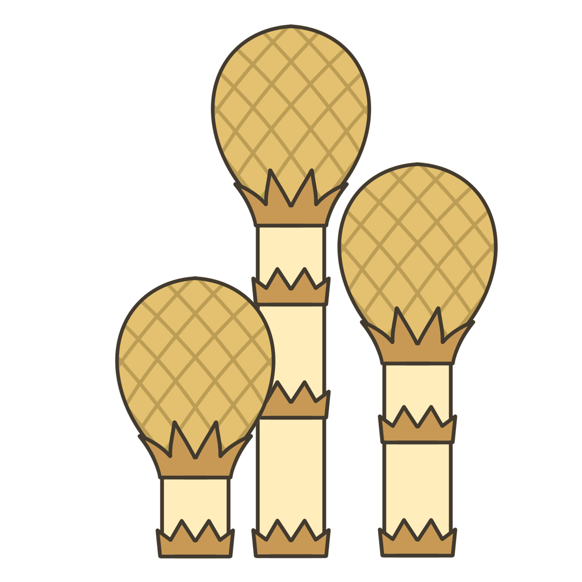 3本のつくしのイラスト｜自然や学習教材・掲示物に使える素材