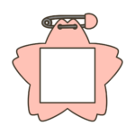ピンク色の名札（桜の花型）のイラスト｜服装や装飾品の支援教材に使える素材