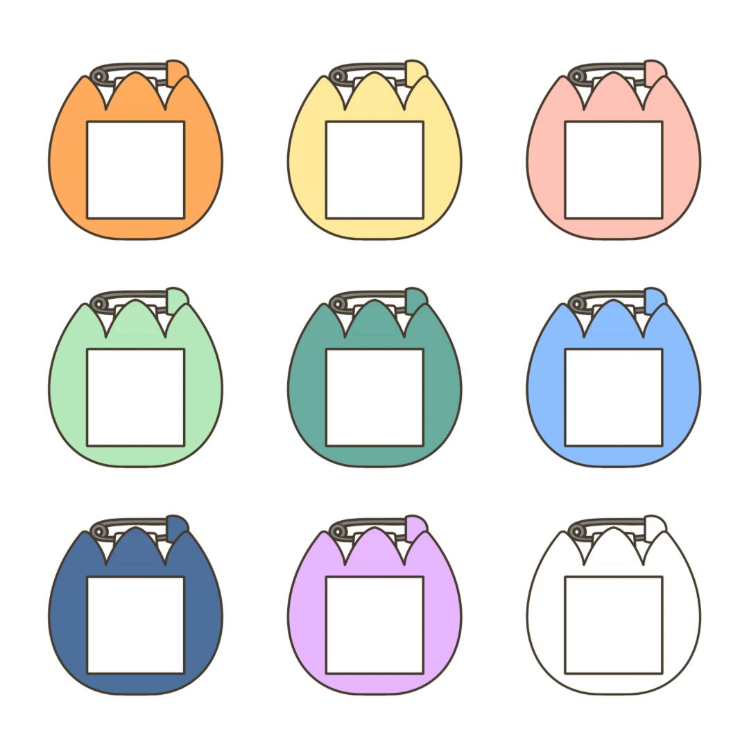 名札（チューリップ型）のイラストのアイキャッチ｜服装や装飾品の支援教材に使える素材