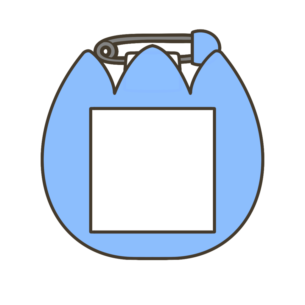 水色の名札（チューリップ型）のイラスト｜服装や装飾品の支援教材に使える素材