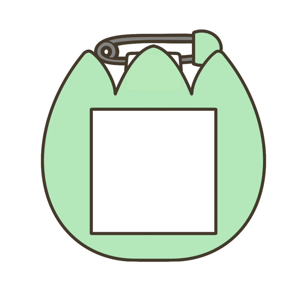 黄緑色の名札（チューリップ型）のイラスト｜服装や装飾品の支援教材に使える素材