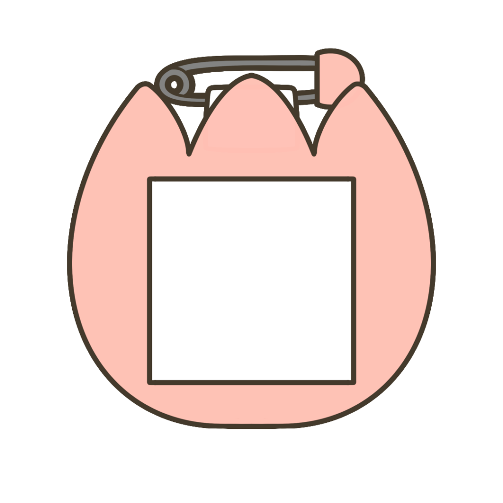 ピンク色の名札（チューリップ型）のイラスト｜服装や装飾品の支援教材に使える素材