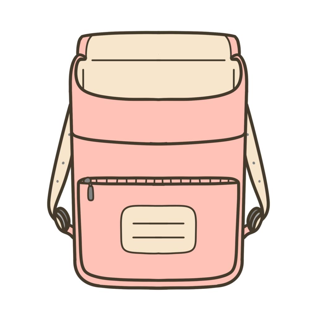 ピンク色のランドセル(ふたが開いている状態))のイラスト|外出準備や持ち物支援に使える素材