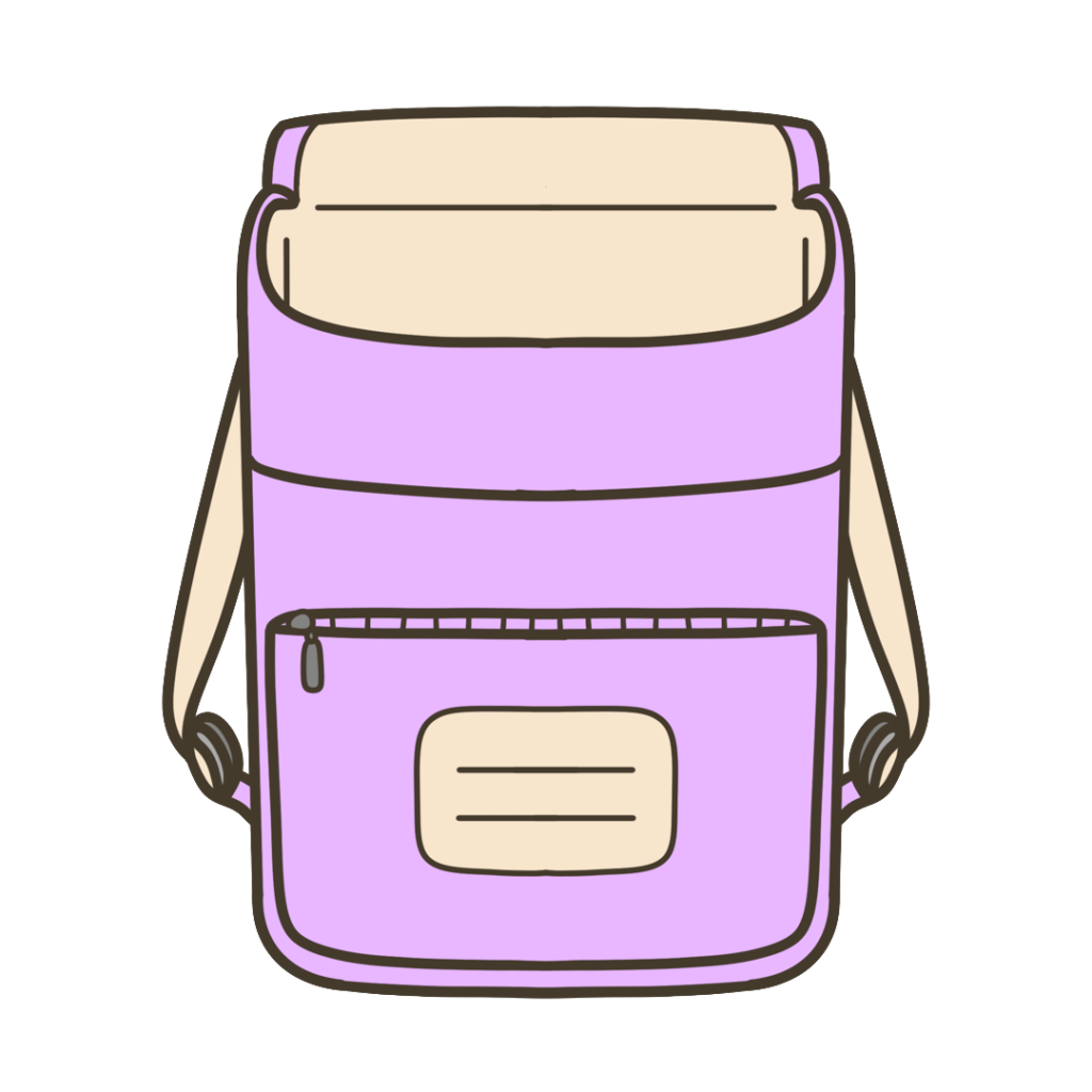 紫色のランドセル(ふたが開いている状態))のイラスト|外出準備や持ち物支援に使える素材