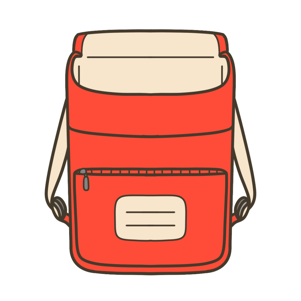 赤色のランドセル(ふたが開いている状態))のイラスト|外出準備や持ち物支援に使える素材