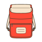 赤色のランドセル（ふたが開いている状態））のイラスト｜外出準備や持ち物支援に使える素材