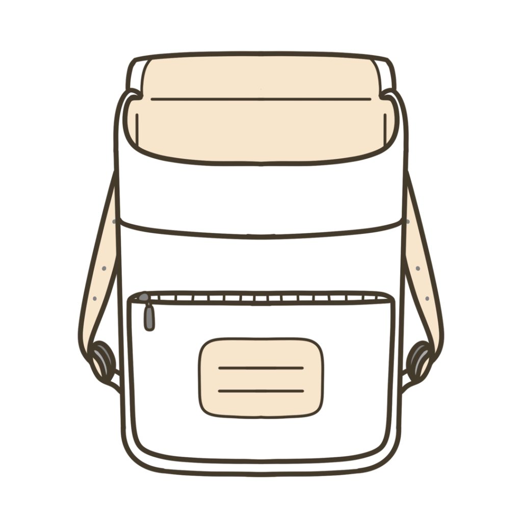 白色のランドセル(ふたが開いている状態))のイラスト|外出準備や持ち物支援に使える素材