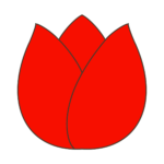 赤色のチューリップのイラスト｜自然や学習教材・掲示物に使える素材